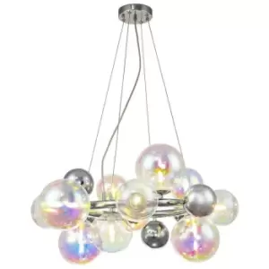 Image of Luminosa Circular Pendant, 12 x G9, Polished Chrome, Iridescent Glass