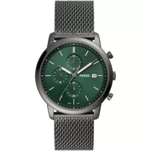 Image of Fossil Mens Minimalist Chronograph Stainless Steel Mesh Watch - Smoke