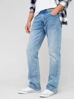 Image of Levis 527 Slim Boot Cut Jeans - Light Indigo, Light Indigo, Size 34, Length Short, Men