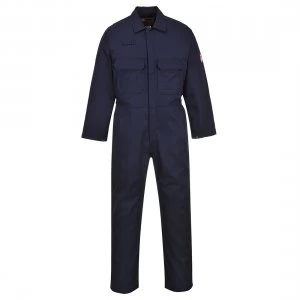 Image of Biz Weld Mens Flame Resistant Overall Navy Blue Medium 32"