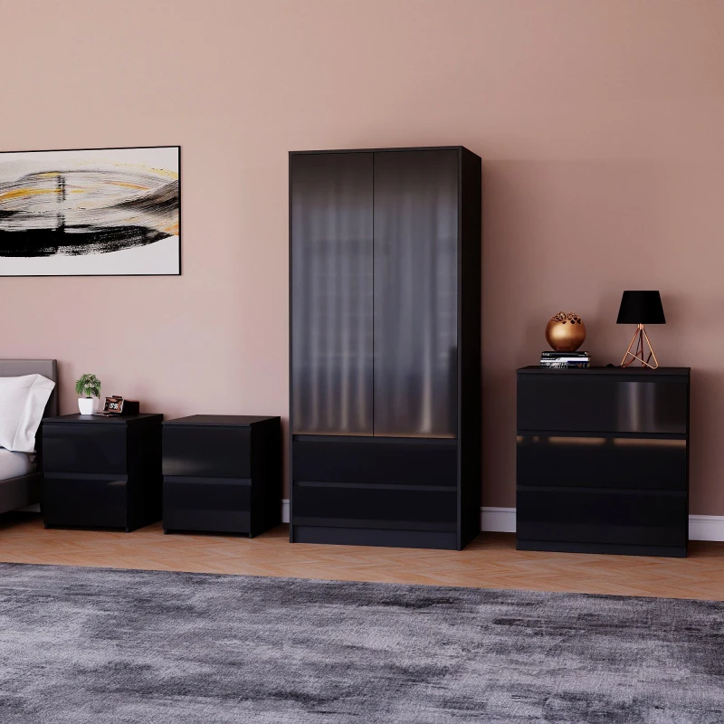 Image of Lassic Vida Designs Glinton Gloss 4 Piece Bedroom Set 1 Black unisex 4 Piece