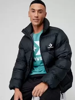 Image of Converse Star Chevron Left Chest Patch Pocket Padded Jacket - Black, Size XL, Men