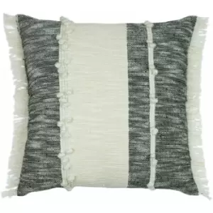 Image of Furn Otto Knotted Loop Stitch 100% Cotton Cushion Cover, Black/Natural, 45 x 45 Cm