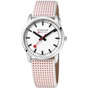 Image of Mondaine Simply Elegant Quartz White Dial Polka Dot Leather Strap Ladies Watch A400.30351.11SBA
