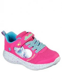 Image of Skechers Girls Go Run Fast Strap Trainer, Pink, Size 10.5 Younger