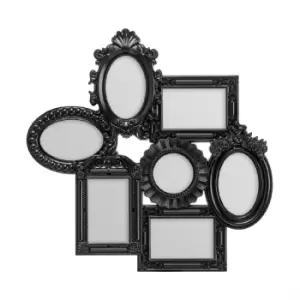 Image of Premier Housewares Multi Photo Frame, 7 Photo Black Plastic Frame - 3 Rectangular,3 Oval,1 Round