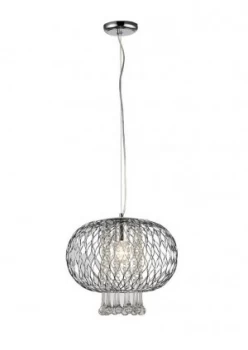 Image of Large Ceiling Pendant 1 Light Polished Chrome, Clear Glass