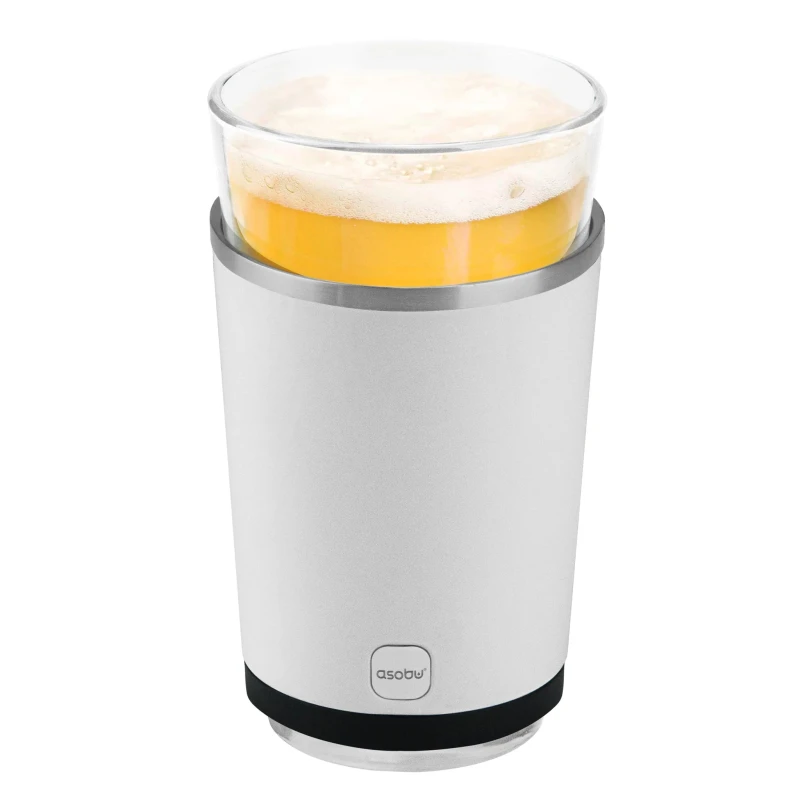 Image of asobu Beer Glass with Vacuum Insulated Double Walled Sleeve 490ml White White