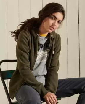 Image of Superdry Womens Vintage Logo Embroidered Zip Hoodie Green / Olive Marl - Size: 10