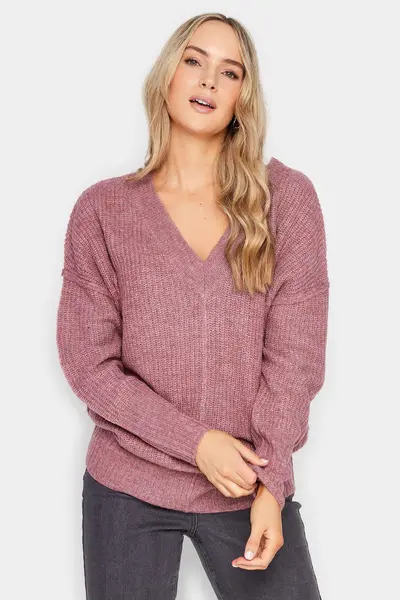 Image of Long Tall Sally Tall V-Neck Jumper Pink