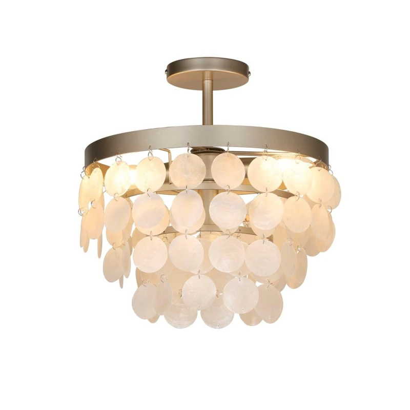 Image of Lighting Collection Capiz Semi Flush Ceiling Light Silver unisex One size