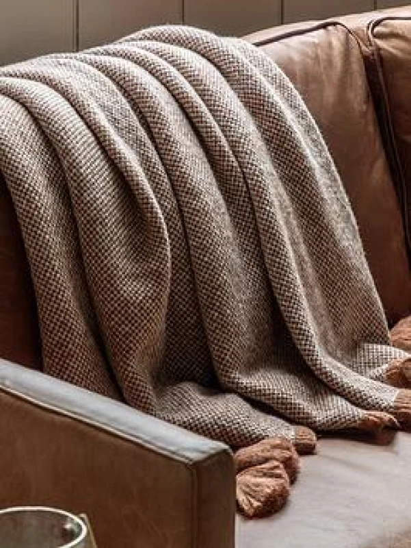 Image of Crossland Grove Knitted Border Tassel Throw Rust 1300X1700Mm 5056693556107