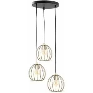 Image of Keter Globe Cluster Pendant Ceiling Light Black, Gold, 30cm, 3x E27