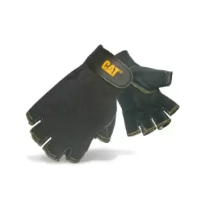Image of Caterpillar 12202 Reversed Half Finger Pig Skin Gloves / Mens Gloves / Gloves (Medium) (Black)
