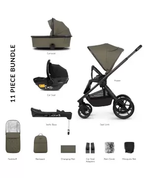 Image of Venicci Tinum Edge 3-in-1 + Base Bundle Travel System - Moss