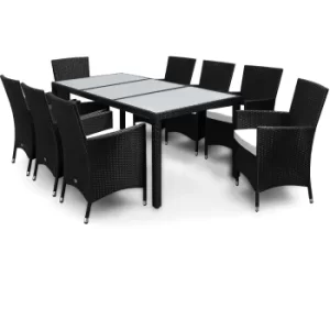 Image of 8 Seat Poly Rattan Garden Dining Set Mailand Black