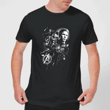 Image of Avengers Endgame Mono Heroes Mens T-Shirt - Black - 5XL