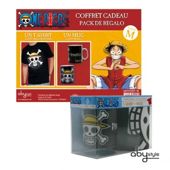 Image of One Piece - Skull With Map Black (Medium T-Shirt + Mug) Gift Box