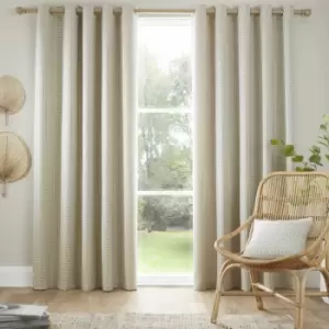 Image of Eaton Basket Weave Jacquard Eyelet Lined Curtains, Natural, 46 x 54" - Curtina