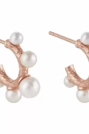 Image of Olivia Burton Rose Gold Coral Pearl Hoop Earrings OBJSCE40