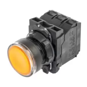 Image of XB5AW35B5, PB Illuminated 24V Yellow LED1NO/1NC