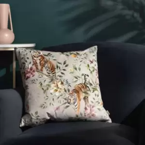 Image of Wylder Tropics Orient Tiger Repeat Polyester Filled Cushion Taupe