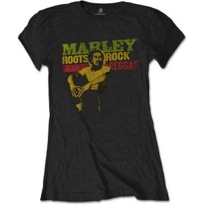 Image of Bob Marley - Roots, Rock, Reggae Ladies Medium T-Shirt - Black