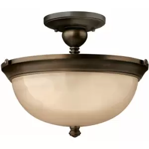 Image of Loops - 3 Bulb Wall Light Etched Amber Glass Shade Yolk Type Design Bronze LED E27 60W