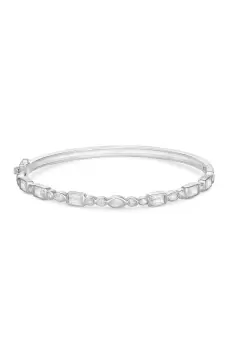Image of Sterling Silver 925 Cubic Zirconia Besel Set Stone Bangle Bracelet