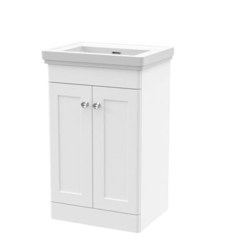 Image of nuie 500mm Floor Standing 2 Door Vanity & Basin 0TH - Satin White CLC123H