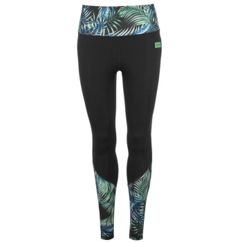 Image of USA Pro Little Mix Panel Tights Ladies - Black/Palm (L)