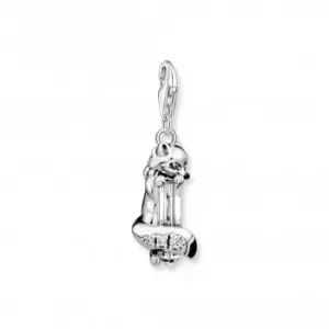 Image of Sterling Silver Enamel Quartz Zirconia Fox Charm 1901-129-7