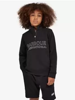 Image of Barbour International Boys Trick Half Zip / Short Set - Black, Size Age: 8-9 Years