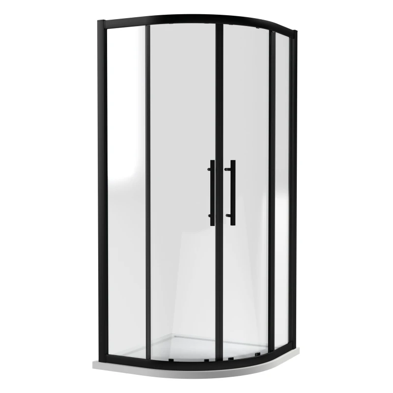 Image of Balterley 8mm Toughened Safety Glass Shower Quadrant Black 1000mm Black