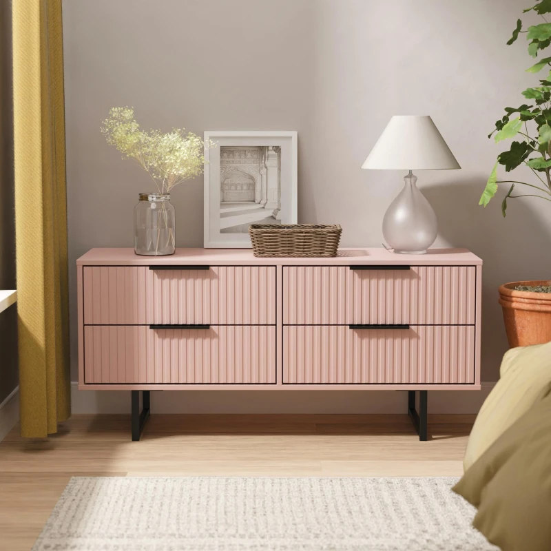 Image of Ready Assembled 2 U Menai 4 Drawer Bed Box (Ready Assembled) in Dusty Pink Dusty Pink Unisex