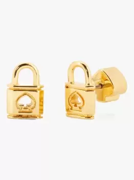Image of Kate Spade Lock And Spade Stud Earrings, Gold, One Size