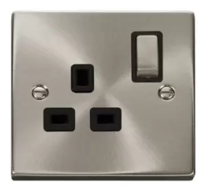 Image of Click Scolmore Deco Satin Chrome 1 Gang Double Pole Switch 13A With Black Ingot - VPSC535BK