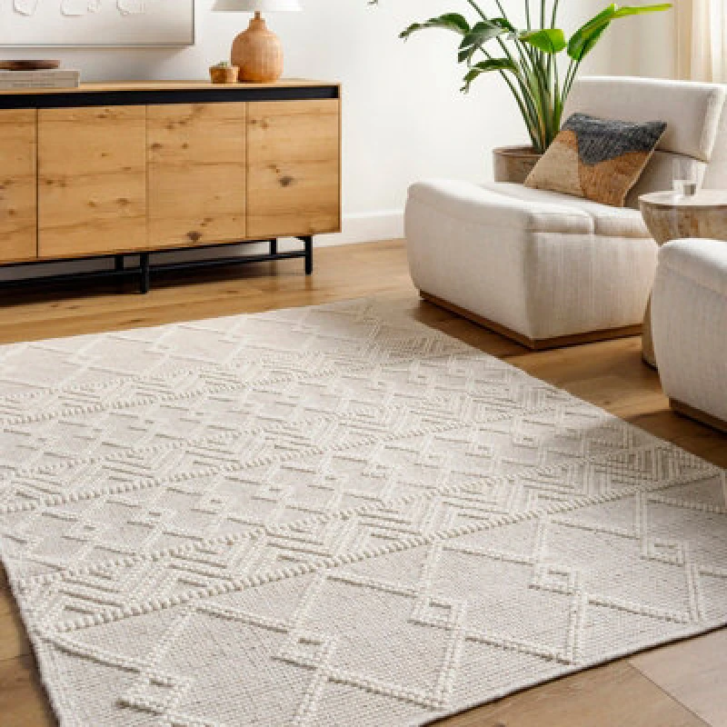 Image of Livabliss Hand-Woven Global Wool Beige Ishani Area Rug 91 X 152cm - Easy Care, Non Shedding, Ideal For Living Room & Bedroom