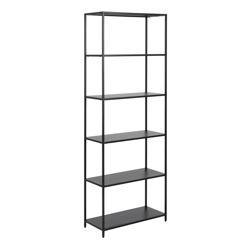 Image of Furniture To Go Newcastle Tall Bookcase With 5 Shelves In Matt Black