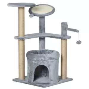 Image of Pawhut Cat Tree Tower & Kitten Scratching Post W/ Condo - Grey