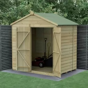 Image of 7' x 5' Forest Beckwood 25yr Guarantee Shiplap Windowless Double Door Apex Wooden Shed - Natural Timber