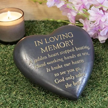 Image of Thought Of You Graveside Dark Grey Heart - In Loving Memory