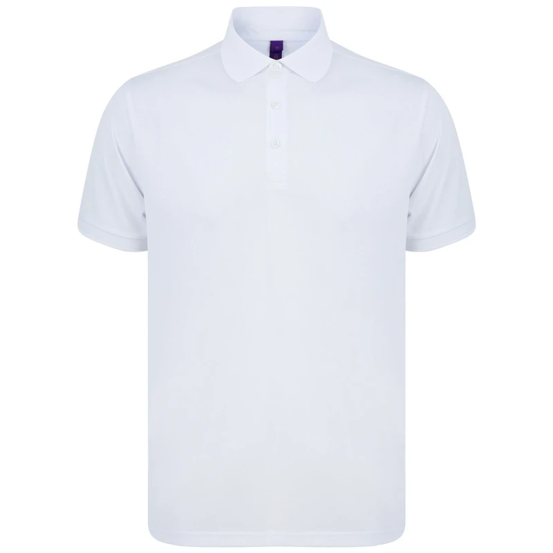 Image of Henbury Mens Polo Shirt in White Size: XS White Male XS