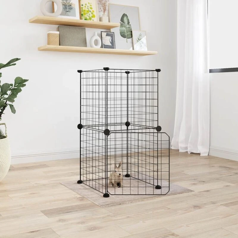 Image of VIDAXL Vidaxl - 8-Panel Pet Cage with Door Black 35x35cm Steel 8720287190653