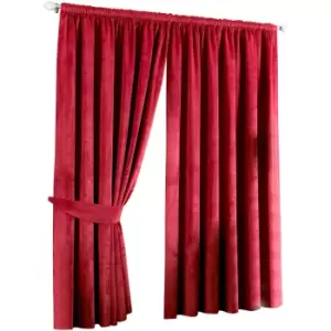 Image of Riva Home Imperial Pencil Pleat Curtains (66x90 (168x229cm)) (Red) - Red