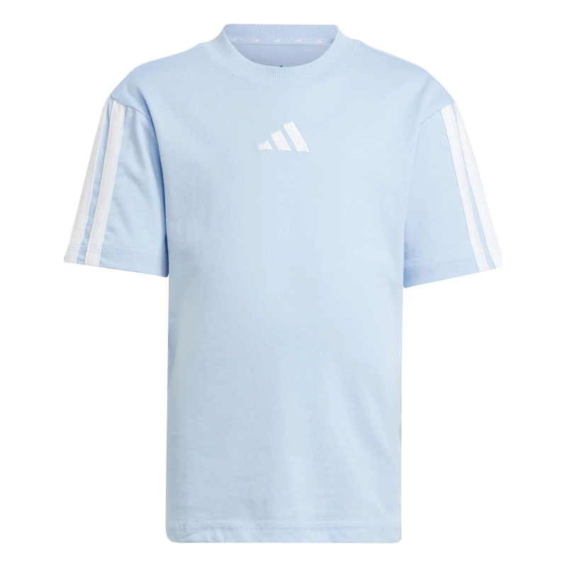 Image of adidas Sportswear Kids Unisex Essentials T-Shirt - Blue, Glow Blue/White, Size 6-7 Years Glow Blue/White WAR2M Unisex 6-7 YEARS