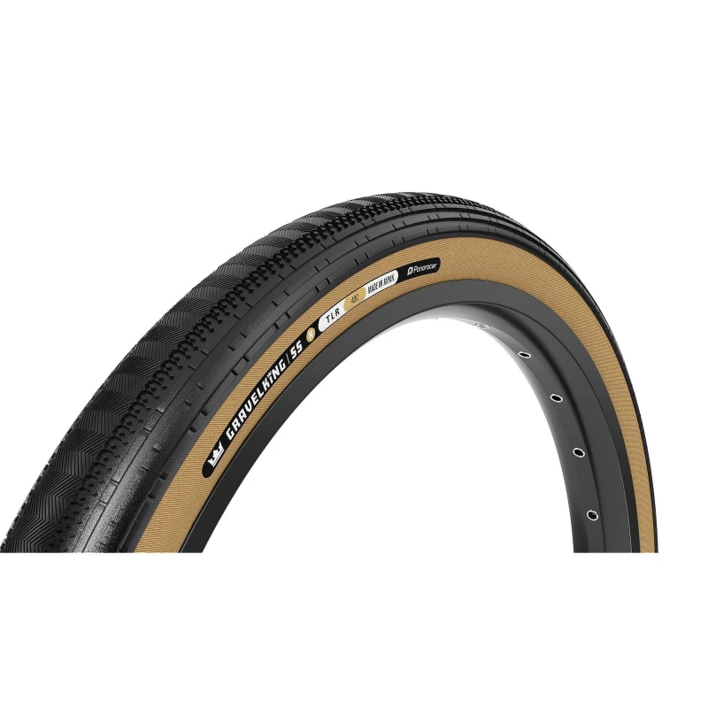 Image of Panaracer TLR GravelKing SS R-Line TLR Gravel Tyre Black/Amber unisex 700x30c