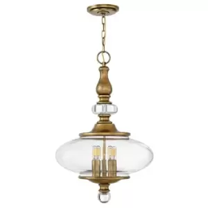 Image of 5 Bulb Ceiling Pendant Light Fitting Heritage Brass LED E14 60W Bulb