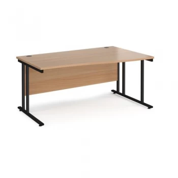 Image of Maestro 25 right hand wave desk 1600mm wide Black cantilever leg