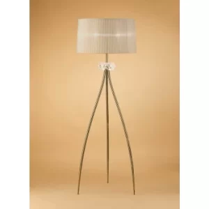 Image of Floor lamp Loewe 3 Bulbs E27, antique brass with bronze shade